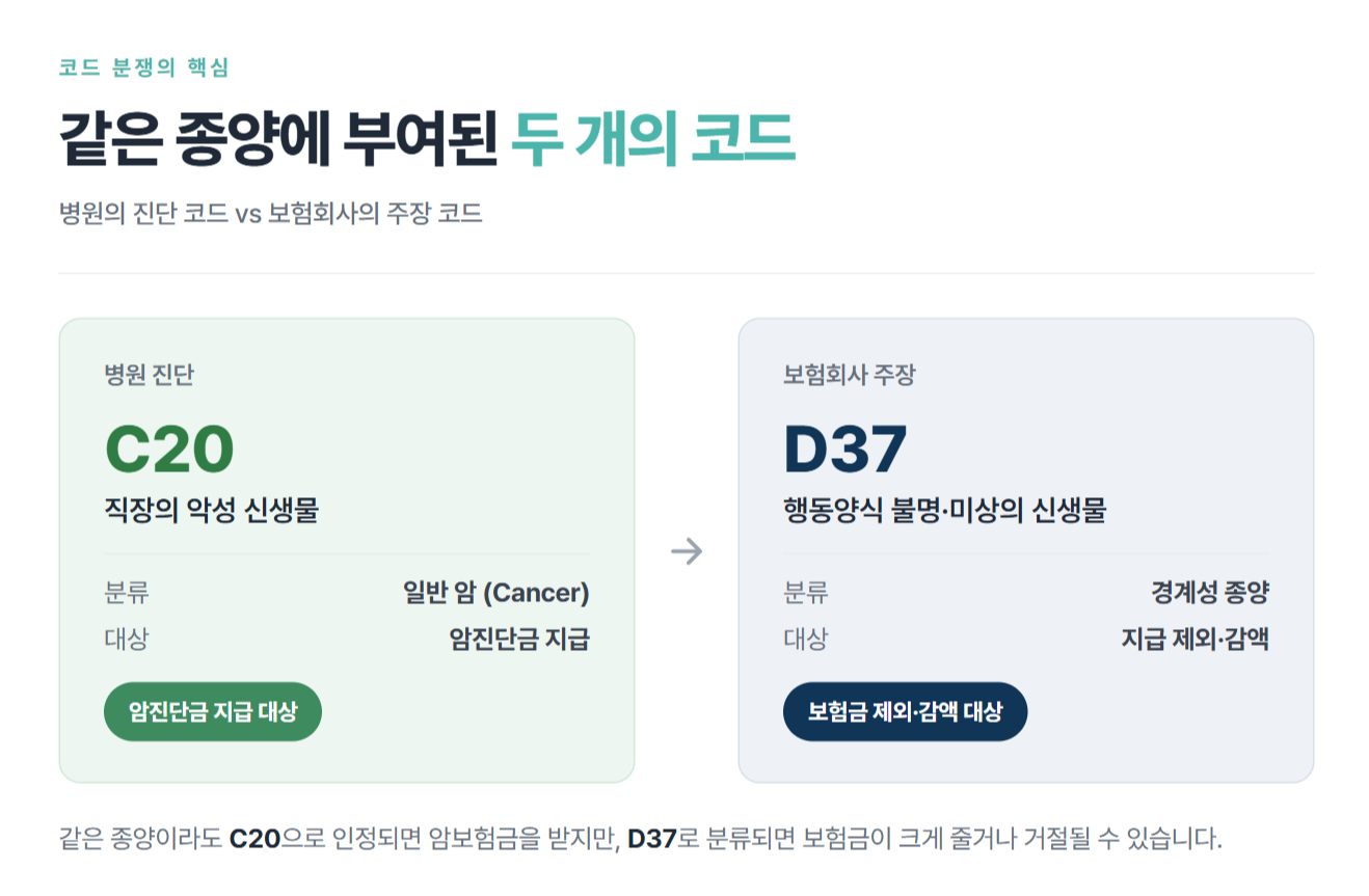 직장 유암종(C20)도 암보험금을 받을 수 있을까? 대법원이 가입자의 손을 들어준 이유