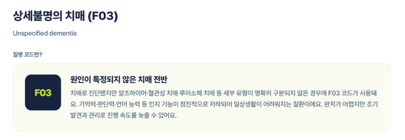 상세불명의 치매(F03), 사망 통계로 보는 건강 경고